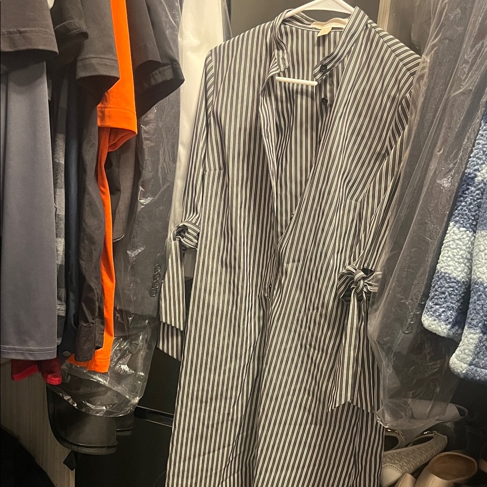 Michael Kors Black and White Striped shirt dress